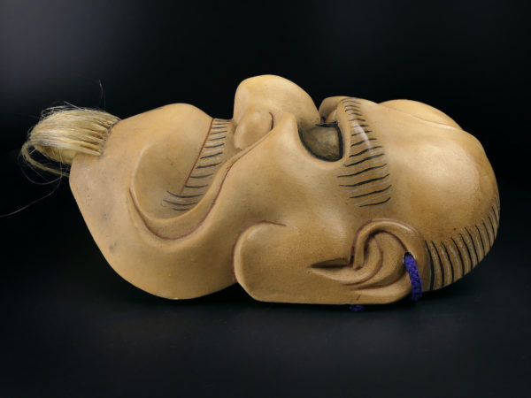 Masque Beshimi Akujo Shōwa en bois et laque sèche Théâtre nô (profil)