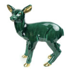 Faon biche en céramique verte et dorée des années 60 (face)