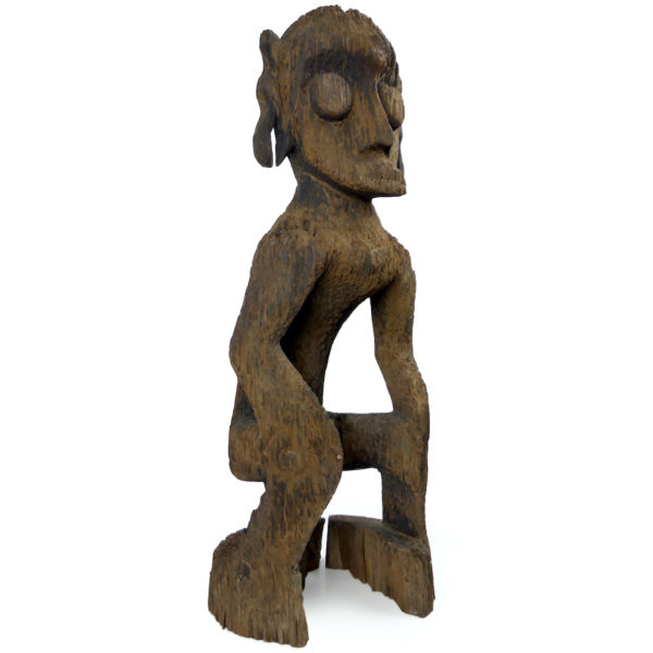 Grande statue Modang ancienne Kalimantan Dayak en bois de fer érodé (3/4)
