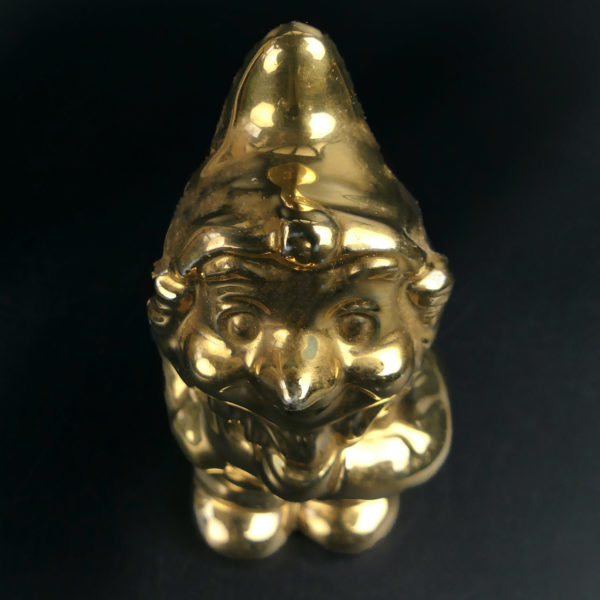 Nain de jardin Seletti en porcelaine fine plaqué or Goldies (dessus 3/4)