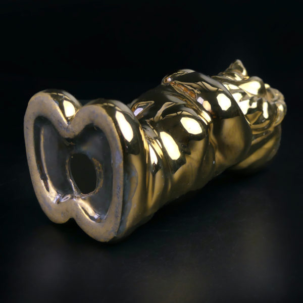 Nain de jardin Seletti en porcelaine fine plaqué or Goldies (dessous 3/4)