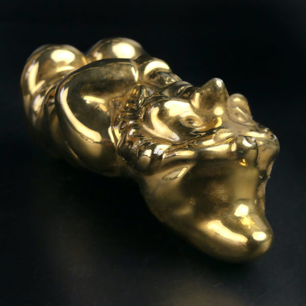 Nain de jardin Seletti en porcelaine fine plaqué or Goldies (dessus 3/4)