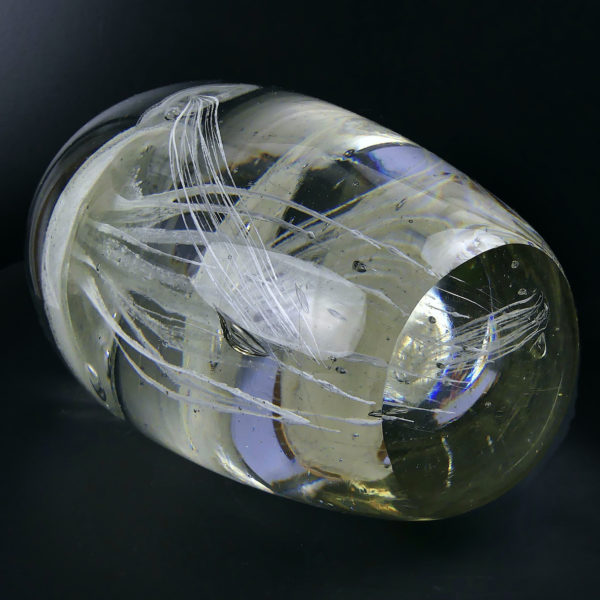 Grande sulfure 3 méduses blanches phosphorescentes en verre (dessous 3/4)
