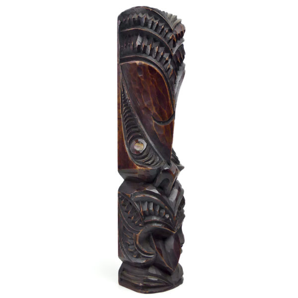 Teko Teko Māori céphalomorphe en bois et ormeaux Mi-XXe (3/4)