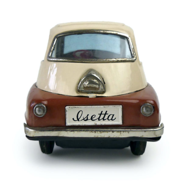 Isetta BMW à friction en tôle des années 60 dans sa boîte d’origine (dos)