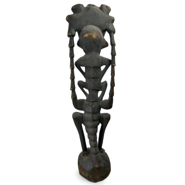 Grand totem insecte iatmul anthropomorphe monoxyle Moyen Sépik (dos)