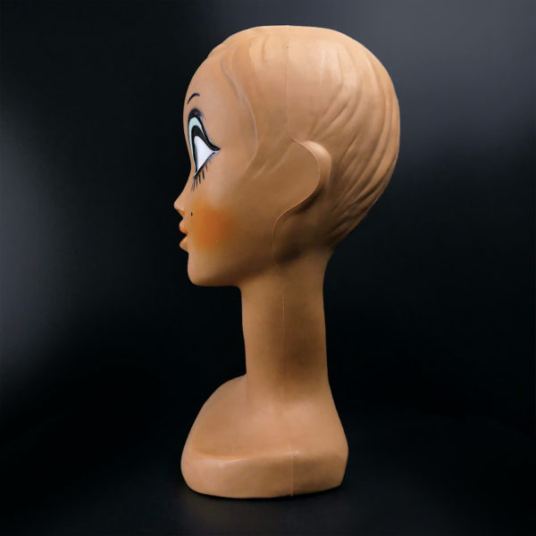 Tête à chapeau Twiggy collector rare signée Huard de 1971 en plastique (profil)