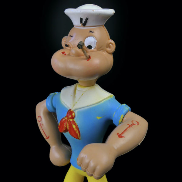 Jouet Popeye The Sailor Man articulé collector en plastique peint USA Mi-XXe (détail)