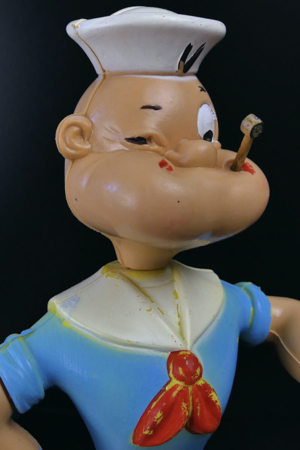 Jouet Popeye The Sailor Man articulé collector en plastique peint USA Mi-XXe (détail)