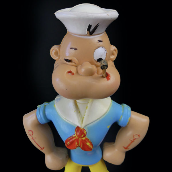 Jouet Popeye The Sailor Man articulé collector en plastique peint USA Mi-XXe (détail)