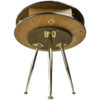Travailleuse ronde tripode vintage en bois et pieds en laiton Mobilier 50 (dessous 3/4)