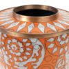 Pot à thé orange et blanc en cloisonné signé Fabienne Jouvin (détail)