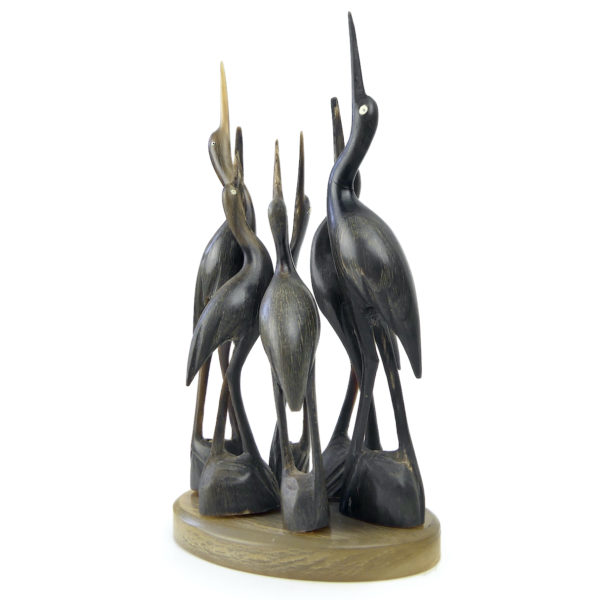 Groupe de six échassiers en corne sculptée Art Populaire (3/4)