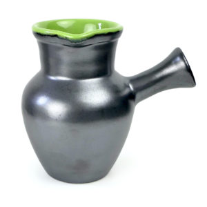 Pot à lait design gris anthracite et vert acidulé Céramique vintage (face)