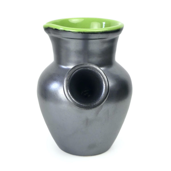 Pot à lait design gris anthracite et vert acidulé Céramique vintage (profil)