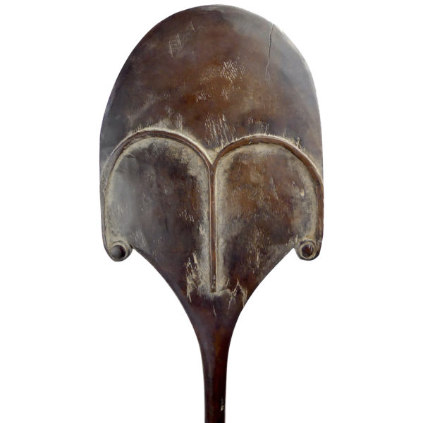 Ao Rapa Nui bâton d’autorité biface en bois dur sur socle Île de Pâques (dos)