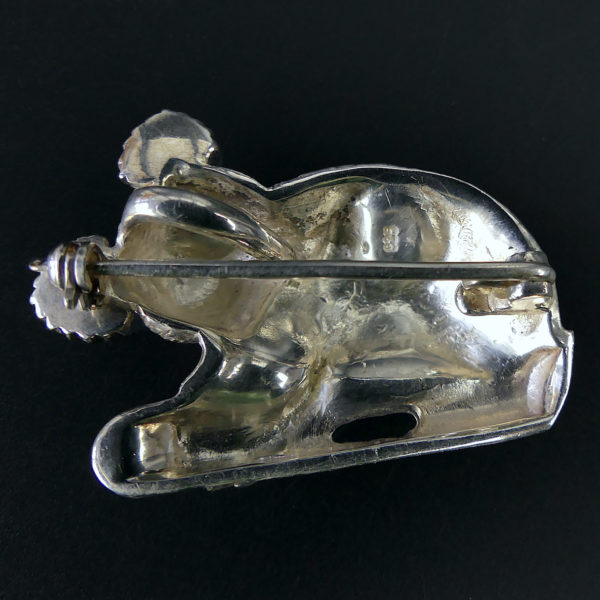 Broche pendentif koala en nacre d'ormeau et argent sterling (dos)