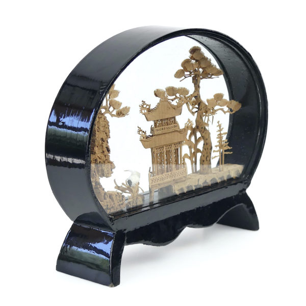 Diorama chinois vintage en balsa et liège Artisanat chinois (3/4)