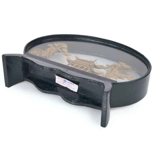 Diorama chinois vintage en balsa et liège Artisanat chinois (dessous 3/4)