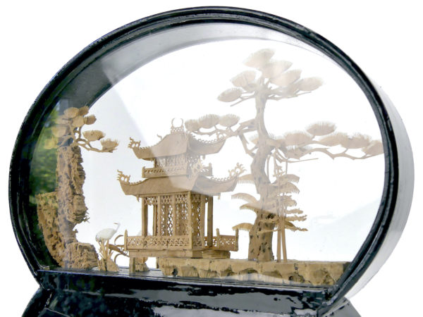 Diorama chinois vintage en balsa et liège Artisanat chinois (3/4)