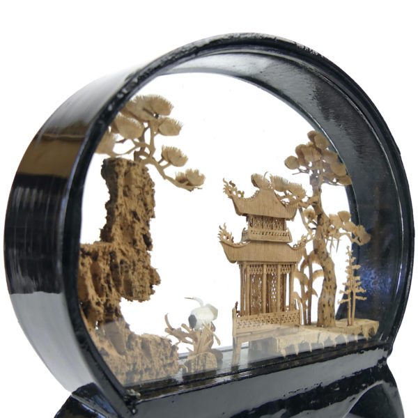 Diorama chinois vintage en balsa et liège Artisanat chinois (3/4)