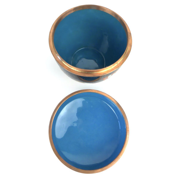 Pot rond noir papillons en cloisonné Fabienne Jouvin Paris (ouvert)