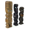 3 petits Teko Teko Maoris anciens sculptés en bois brun et pāua (3/4)