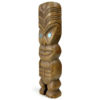 3 petits Teko Teko Maoris anciens sculptés en bois brun et pāua (T1)