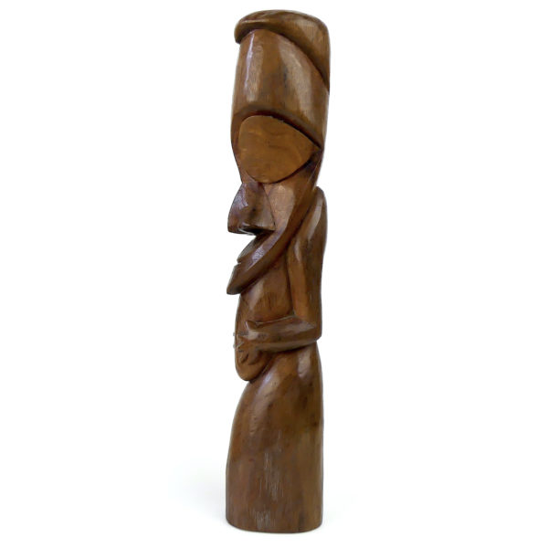 Statue rituelle du Vanuatu sculptée en bois précieux Culture mélanésienne (profil)