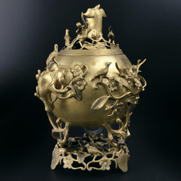 Brûleur d'encens vietnamien de la fin XIXe Encensoir Brûle-parfum Indochine (3/4 dos)