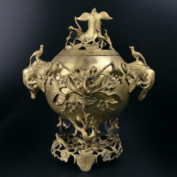 Brûleur d'encens vietnamien de la fin XIXe Encensoir Brûle-parfum Indochine (dos)