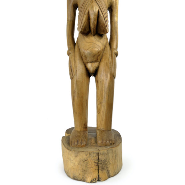 Grand Moaï Kavakava massif en bois clair Rapa Nui Île de Pâques Art pascuan (détail)