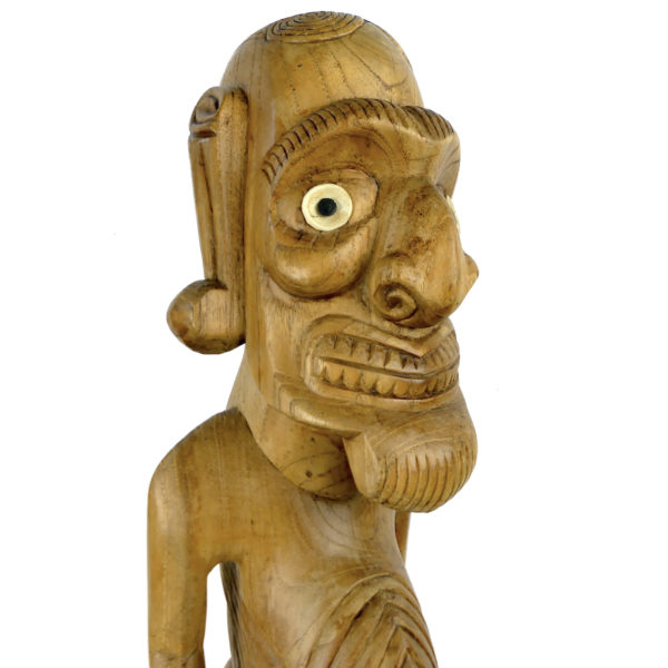 Grand Moaï Kavakava massif en bois clair Rapa Nui Île de Pâques Art pascuan (3/4)