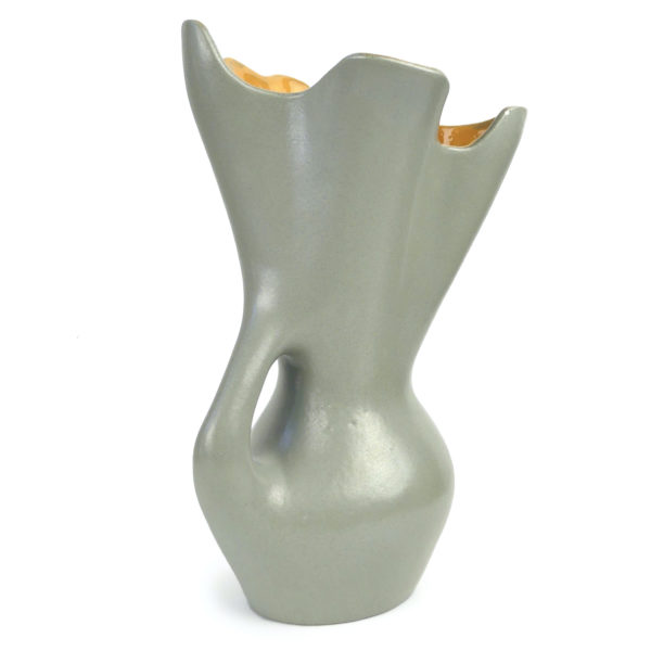 Vase tulipe corolle gris et orange acidulé en céramique METACERAM (3/4)