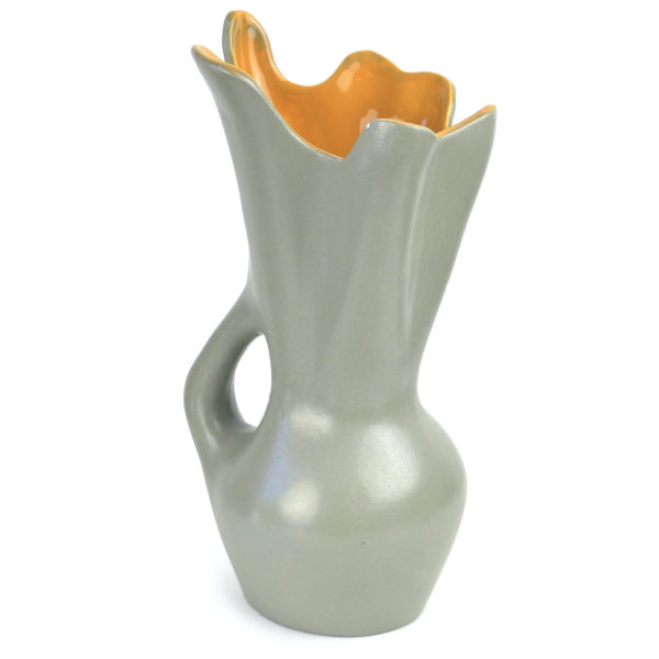 Vase tulipe corolle gris et orange acidulé en céramique METACERAM (3/4)
