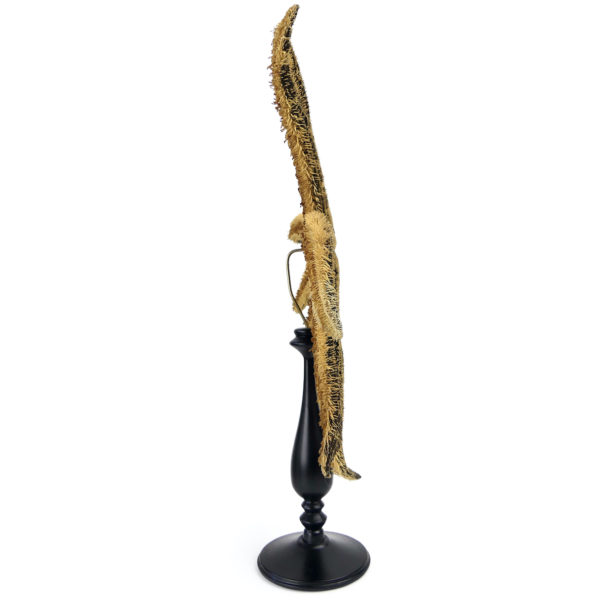 Grande étoile de mer Luidia magnifica à 10 bras sur pied en bois tourné noir (profil)