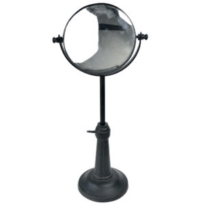 Miroir grossissant concave sur pied en fonte (face)