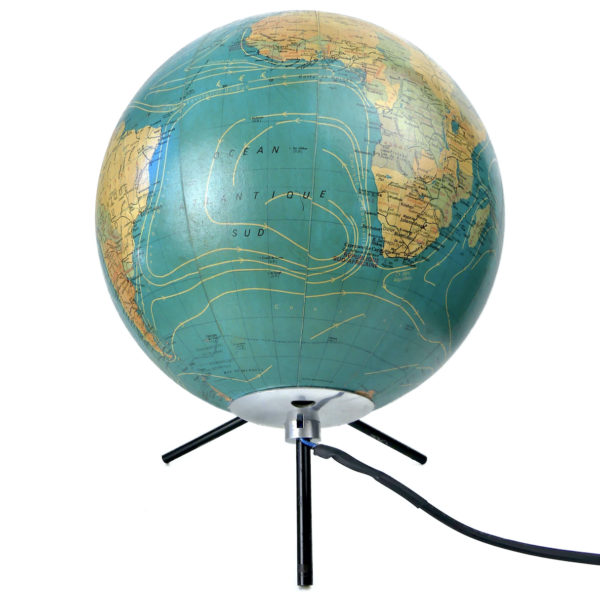 Lampe Globe Terrestre trépied de bureau Carte Taride France (face)