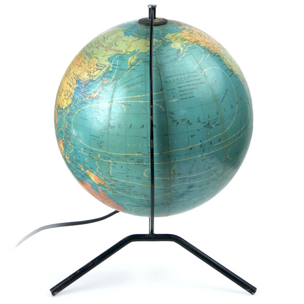 Lampe Globe Terrestre trépied de bureau Carte Taride France (dos)