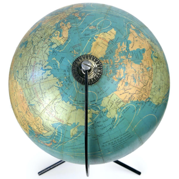 Lampe Globe Terrestre trépied de bureau Carte Taride France (dessus)