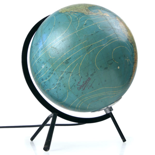 Lampe Globe Terrestre trépied de bureau Carte Taride France (profil)