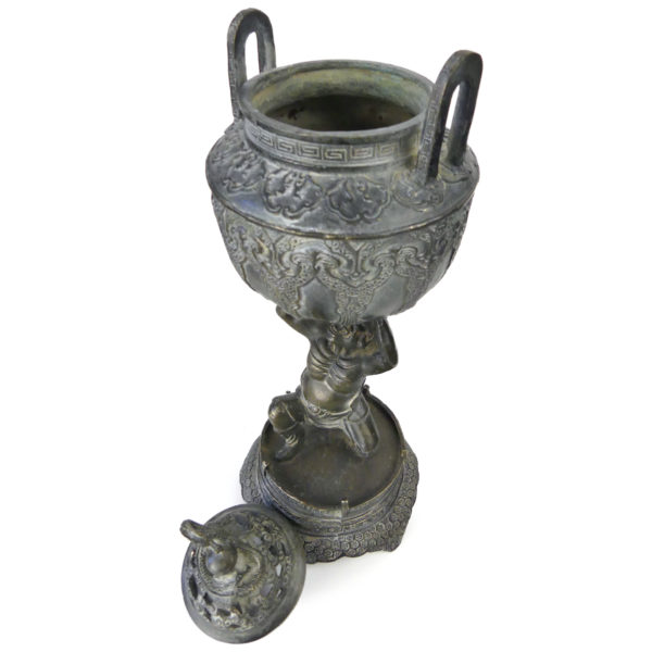 Brûle-encens Oni démon hurlant en bronze Encensoir kōro Début Shōwa (ouvert)