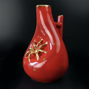 Pichet rouge et or Vallauris céramique provençale années 60 France (3/4)