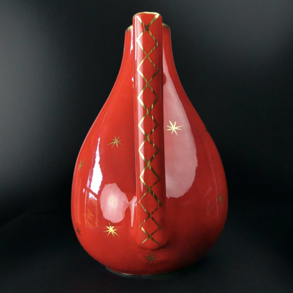 Pichet rouge et or Vallauris céramique provençale années 60 France (dos)