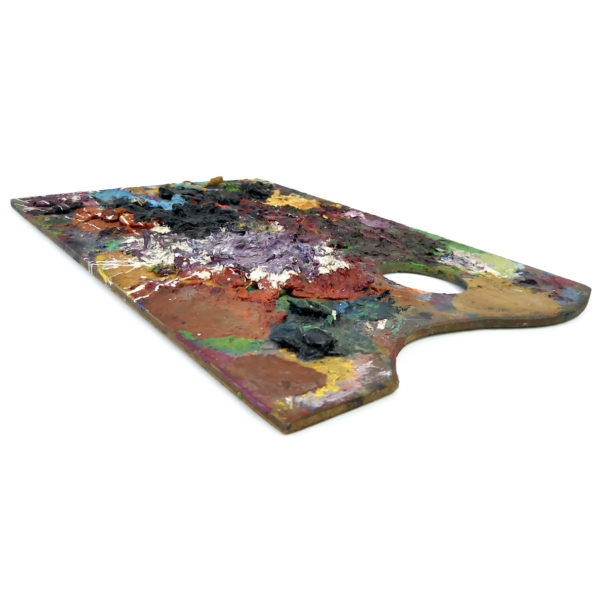 Palette de peintre véritable maculée de peinture séchée Italie (3/4)