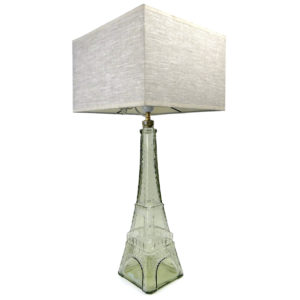 Grande lampe tour Eiffel en verre et abat-jour carré Souvenir de Paris (3/4)