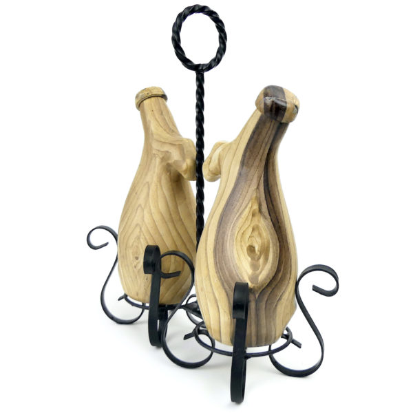 Ménagère huile et vinaigre Vallauris Grandjean Jourdan en porcelaine faux bois (3/4)