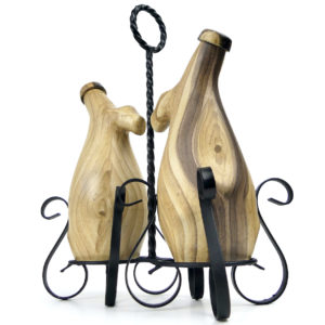 Ménagère huile et vinaigre Vallauris Grandjean Jourdan en porcelaine faux bois (3/4)