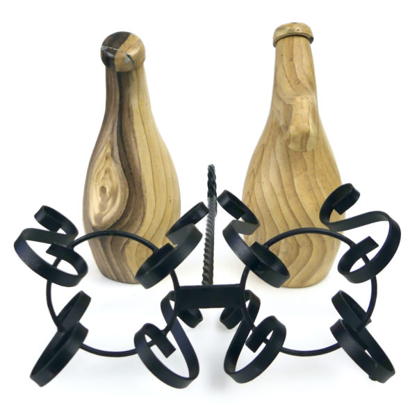 Ménagère huile et vinaigre Vallauris Grandjean Jourdan en porcelaine faux bois (dessous)