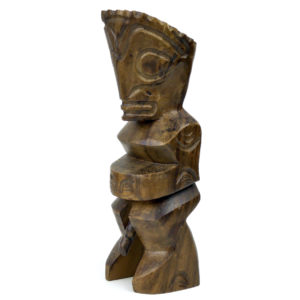 Petit tiki polynésien ancien en bois précieux à belle patine brune (3/4)